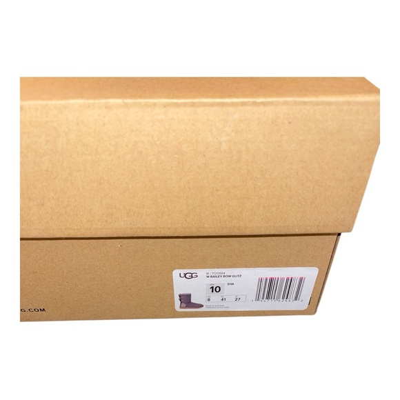 NEW! UGG Bailey Bow Glitz Real Shearling Mid-Calf Boots Gray Sheepskin Sz 10 - Picture 12 of 15